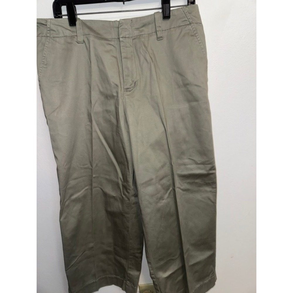 Caribbean Joe Khaki Chino Pants Womens 12 Tan Straight Leg Cotton Stretch (D)